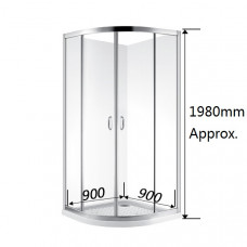 900*900*1900mm 2-Panel Sliding door Round Shower Box